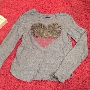 Blue t-shirt with sequin heart! Slightly used!!